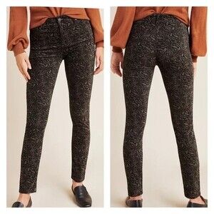Adriano Goldschmeid Anthropologie Black & Gray Stevie Velvet Ankle Pants 29